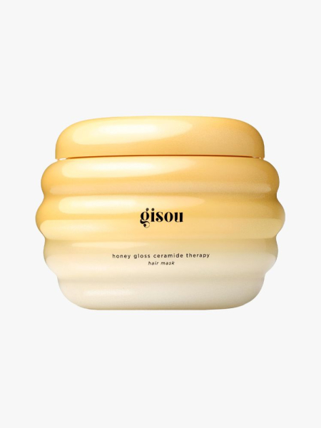 Gisou Honey-Infused Hair Mask in branded component on a light gray background