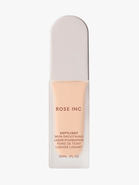 Rose Inc. Softlight Skin-Smoothing Liquid Foundation in branded component on a light gray background
